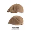 Gorra de Pana Estilo Británico Retro para Mujer, Versátil para Salidas de Primavera y Otoño, Hace que la Cara se Vea Más Pequeña, Color Sólido, de Moda