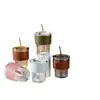 Copo de Água de Vidro Estilo Bambu Popular Mais Vendido para Mulheres, Copo de Vidro de Alto Valor Estético, Copo de Leite, Copo de Suco, Copo para Bebidas com Logo