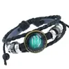 Joyería creativa y popular: Pulseras sencillas de los 12 signos del zodíaco, pulseras de cordón de cuero trenzado hechas a mano, accesorios unisex y modernos