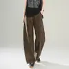 Jeans Jacquard Retro Americano con Dobladillo Curvo, Pantalones Casuales Sueltos de Pierna Ancha para Primavera y Verano, Elegantes Pantalones Largos de Pierna Recta, Modernos