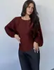 G25T252-Nuevo Estilo Europeo y Americano Otoño e Invierno Diseño de Linterna Sencillo y Elegante Top de Manga Larga