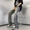 Pantalones Hip Hop Americanos 2026 Lavados Cremallera Abertura Micro Acampanados Jeans Diseño para Hombre Estilo Pierna Recta Pantalones Largos