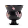 Taza de té de cerámica negra lisa con diseño pintado en oro, pintada a mano, adecuada para uso doméstico, para disfrutar del té y las ceremonias del té
