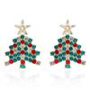 Novos brincos de Natal transfronteiriços moda quente cravejados de zircônia de cinco pontas brincos de árvore de Natal com diamantes coloridos para mulheres Atacado