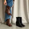 Versión de Piel de Vaca~Nuevos Botines Chelsea de Punta Dividida y Tacón Bajo para Otoño/Invierno Botas Martin Versátiles de Cuero Genuino y Gamuza Botines Cortos para Mujer