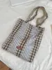 5313 Bolso de Hombro con Puntadas a Cuadros Vintage Gran Capacidad para Viajar Bolso Tote Versátil Nuevo en Primavera y Verano para Mujer Bolsa de Tela