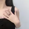 Anillo de Corindón Rojo Rubí Sangre de Paloma Natural Imitación Estilo Europeo y Americano para Mujer, Moderno, de Gama Alta, Lujo Ligero, Versátil Anillo para Dedo Índice
