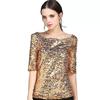 Amazon AliExpress 2024 Animación talla grande Camiseta de lentejuelas para mujer Manga corta Jersey INS