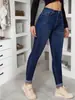 Jeans ajustados de otoño para mujer, estilo 'hot girl', personalizados, sitio independiente de Amazon transfronterizo, pantalones pitillo ajustados elásticos de cintura alta
