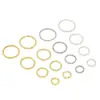 Anel aberto torcido de cobre banhado a ouro 18k com retenção de cor e anel plano gravado para pulseira de cristal DIY, acessórios de conector aberto