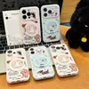 Funda para teléfono de gato y perro con café, compatible con Apple 17 Pro Max, iPhone 16 y Huawei, con diseño de ventana en forma de corazón
