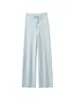 Pantalones de pierna ancha adelgazantes de cintura alta simples mezcla de cachemira al 35% para mujer, holgados, engrosados, tejido de lana de cuatro cabos, pantalones casuales