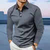 Camisa polo de manga larga para hombre con cuello, una capa base tipo jersey ligera para todas las estaciones para principios de otoño, diseñada para usarse sola con un cuello abotonado