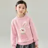 Suéter Grueso de Lana Hecho a Mano con Dibujo de Conejo para Niñas, Nuevo Suéter Pulóver de Cuello Redondo Otoño/Invierno para Niños Mayores, Suéter de Capa Base