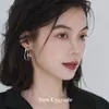 Pendientes de Aro Lisos de Doble Capa con Aguja de Plata S999 Diseño de Nicho Pendientes Nuevos Pendientes para Mujer Joyería para Orejas Elegante de Alta Gama
