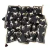 Bufanda Cuadrada Pequeña con Borlas y Estampado de Ponis de Nuevo Estilo, Bufanda de Cuello con Borlas de Moda, Bufanda Delgada para Mujer