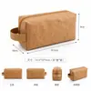 Bolsa de aseo de papel kraft lavable con cremallera, bolsa portátil para guardar artículos de aseo, bolsa de maquillaje, almacenamiento de viaje