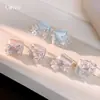 Pendientes de Flor Geométrica Dulce de Zircón Estilo Coreano Aguja de Plata, Pendientes de Lujo Ligero de Gama Alta, Accesorios para Orejas de Nicho de Moda y Elegantes para Mujeres