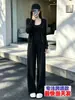 Conjunto completo super bonito de início de outono estilo sal marinho jaqueta madura leve calça pantalona terno de três peças feminino