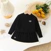 Vestido de Color Sólido con Letras para Niños Otoño e Invierno Nuevo para Mujer Combinación Versátil de Dos Piezas Tejidas Comercio Exterior Moda Coreana Suéter