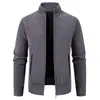 Comercio Exterior Transfronterizo Hombres Otoño/Invierno Nuevo Estilo Felpa Gruesa Cuello Alto Cremallera Suéter de Punto Cardigan Casual de Moda