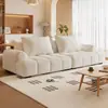 Novo Sofá de Celebridade da Internet Estilo Francês 2025 Chenille Creme Algodão e Linho Tecido Acolchoado Sofá de Sala de Estar Couro Resistente a Arranhões de Gato