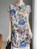 Camisa de Manga Media Estilo Chino Nuevo Verano 2025 Abertura Lateral Estilo Zen Cuello Cheongsam Top de Manga Corta