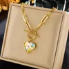 Collar Colgante Redondo de Moda para Mujer Cadena Apilable de Doble Capa Retro Acero Inoxidable Chapado en Oro Cadena para Clavícula con Sentido de Alta Gama