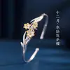 Pulseira dos Doze Deuses das Flores da Dinastia Han Antiga Estilo Nacional Feminino Nova Pulseira de Flor de Peônia Chinesa Pontos de Cobre Branco Pulseira de Osmanthus Dourado