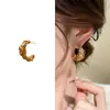 Brincos Redondos Banhados a Ouro 18K Real com Pino de Prata, Estilo Minimalista Vintage, Brincos Versáteis com um Toque de Luxo Leve e Sofisticado