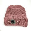 Chapéu de Inverno de Veludo para Sogra, Chapéu Tricotado Espesso para Mulheres de Meia-Idade e Idosas, Chapéu de Lã com Flor de Pele Inteira, Fashionável