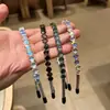 Diadema de Cristal con Forma de Flor de Cuatro Hojas para Mujer de Verano Super Brillante Cristal de Vidrio Transparente Delgada de Lujo Ligero Accesorios para el Cabello Estilo Coreano