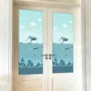 Película Azul para Privacidad de Ventanas, Pegatina Opaca con Temática Oceánica para Vidrio de Puertas y Gabinetes, Cobertura Completa para Entrada, Protección Solar, Privacidad