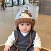 Gorro Infantil Estilo Coreano para Otoño e Invierno, Gorro de Lana Cálido para Exteriores con Forro Polar Añadido y Engrosamiento, Protección para los Oídos, Cortavientos, Lindo Gorro de Punto para Ponerse