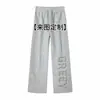Pantalones Casuales Largos Bordados Personalizados, Nuevos Pantalones Deportivos Rectos de Pierna Ancha para Mujer, Estampado Personalizado con Diseño en Relieve, Disponibles para Envío Transfronterizo