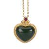 Jade Hetian natural plata esterlina S925 Jade elegante personalidad colgante para mujer en forma de corazón juego de cadena temperamento clásico moda nacional