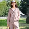 Roupa de Proteção Solar Unissex Leve Respirável Proteção UV Casual ao Ar Livre Conjunto Roupa com Protetor Solar Jaqueta Sensação de Resfriamento de Seda de Gelo