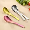 Colher de Titânio Puro, Colher de Sopa Totalmente em Titânio, Colher Doméstica para Comer Estilo Chinês Flor de Gelo, Coloração em Alta Temperatura, Colher de Titânio Antibacteriana e Saudável