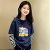Camiseta de algodón puro para niña, estilo dos piezas falsas, manga larga, primavera y otoño, estilo coreano, camiseta básica elegante para niños mayores, top de moda infantil