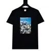 Camiseta de Manga Corta de Algodón Estilo Pareja Moda Callejera Americana Marca Graffiti Divertido Letras Clásicas Estampadas Versión Alta Transfronteriza