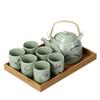 Juego de Té Kung Fu de Cerámica para el Hogar Sencillo Moderno Tetera de Flores Filtro Juego de Té para Té Negro Taza de Té 6 Piezas Grandes