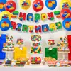 Bandeira de Banner de Aniversário Tema Blocos de Montar Lego e Conjunto de Decoração com Balões Layout de Festa de Blocos de Montar Transfronteiriço