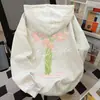 Sudadera con Capucha Gruesa de Terciopelo Diseño Estilo Coreano para Mujer Otoño e Invierno Estampado Creativo Holgada Moda Casual Chaqueta Cardigan