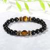Jingde Jewelry Pulseira de Ágata Negra Natural 3A Acessórios de Pedra Olho de Tigre Amarelo Pulseira de Contas Redondas Joias de Moda para Homens e Mulheres Atacado