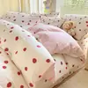 Juego de cuatro piezas de ropa de cama de algodón con dibujos animados, seguro para bebés, clase A genuina, funda de edredón y sábana de algodón 100% puro, juego de tres piezas para dormitorio de estudiante