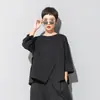 Roupas Femininas de Verão Escuras ins Frio Europeu e Americano Novo Manga Curta Costura Solta Camisa Boneca Camiseta Feminina Top Casual Tendência