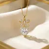 Colar Coração Full Diamond em Zircônia Cobre da Moda para Celebridades da Internet Feminino, Estilo Nicho de Luxo Leve, Joia de Corrente para Clavícula que Não Desbota