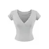 Camiseta Sexy de Manga Corta con Cuello Estilo Puro Deseo para Mujer, Nueva Moda de Verano Versátil Ajustada Camiseta Básica Top Corto