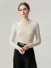 Suéter 100% Cachemir Puro para Mujer, Cuello en V, Ajustado, Favorecedor, Tejido de Punto Rayado, Prenda Base para Otoño/Invierno, Ropa Interior