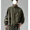 Jaqueta de Motociclista de Couro PU com Gola Alta Desconstruída Americana Masculina Outono Nova Chegada Marca Tendência Design Elevado Streetwear Cool de Malandro Jaqueta de Couro Peça de Roupa Exterior